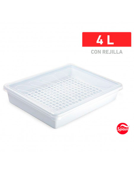 Tradineur - Bandeja con rejilla para frigorífico, fuente para la cocina, restaurante, bares, hostelería, 6,5 x 35 x 27,5 cm, col
