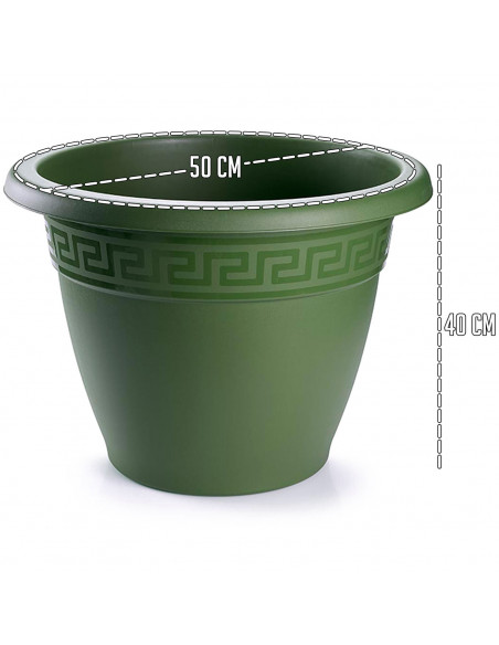 Tradineur - Maceta Redonda "Terracota" - Fabricado en Plástico - Macetero apto para Exterior e Interior del hogar - Ø 50 cm - Co