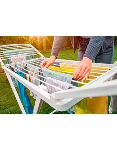 Tradineur - Tendedero plegable de resina con 20 metros espacio de tendido - Soporte para tender ropa, interior o exterior - 180