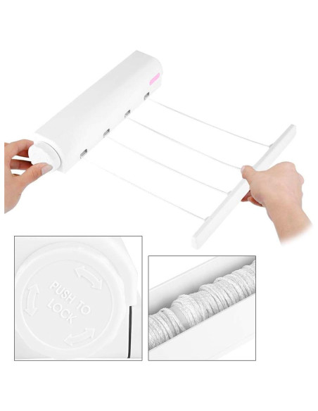 Tradineur - Tendedero Extensible de 5 Cuerdas - Longitud Máxima 3 metros - Fabricado en PP - Ahorro de Espacio, Multifuncional p