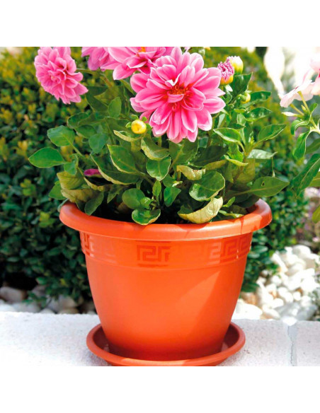 Tradineur - Maceta Redonda "Terracota" - Fabricado en Plástico - Macetero apto para Exterior e Interior del hogar - 60 cm - Colo