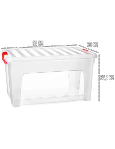 Tradineur - Caja de Almacenamiento Transparente KLIP de 36 Litros - Fabricado en Plástico - Cierre Hermético y Seguro - 36 x 52 2