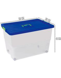 Tradineur - Caja de Almacenamiento con Ruedas y Asa N.º 4 - 78 Litros - Fabricado en Plástico - Cierre Hermético y Seguro - 41 x 2