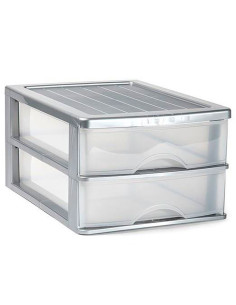 Tradineur - Cajonera de sobremesa - Fabricado en España - 2 Cajones Transparentes - Torre de almacenaje, armario, baño, oficina