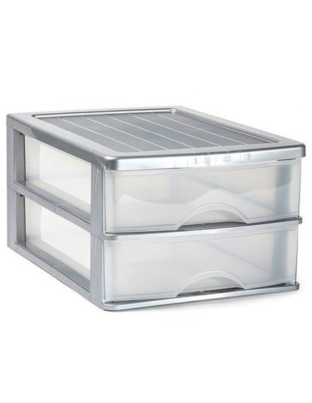 Tradineur - Cajonera de sobremesa - Fabricado en España - 2 Cajones Transparentes - Torre de almacenaje, armario, baño, oficina