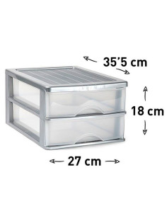 Tradineur - Cajonera de sobremesa - Fabricado en España - 2 Cajones Transparentes - Torre de almacenaje, armario, baño, oficina 2