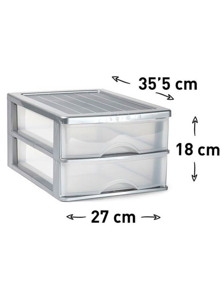 Tradineur - Cajonera de sobremesa - Fabricado en España - 2 Cajones Transparentes - Torre de almacenaje, armario, baño, oficina