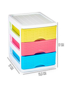 Tradineur - Cajonera de 3 Niveles Modelo Turia Mimbre - Fabricado en España - Torre de almacenaje multiusos, organizador auxilia 2