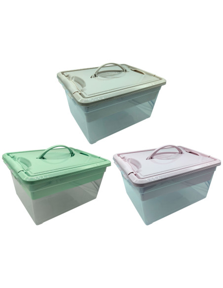 Tradineur - Caja de Almacenamiento con Bandeja interior y Asa - N.º 9 - 12 Litros - Fabricado en Plástico - Cierre Hermético y S