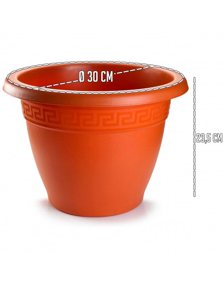 Tradineur - Maceta Redonda "Terracota" - Fabricado en Plástico - Macetero apto para Exterior e Interior del hogar - 30 cm - Colo