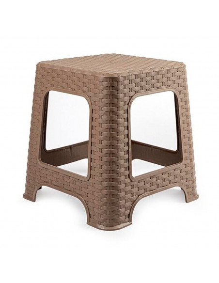 Tradineur - Taburete de plástico - Fabricado en España - Diseño Rattán hogar o el Trabajo - 33 x 32 x 32 cm - Color Marrón Topo
