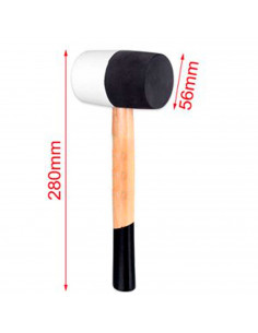 Tradineur - Martillo de goma de 500 G - Longitud 31 cm - Mango de madera - Ideal para obras de bricolaje y carpintería (Blanco y 2
