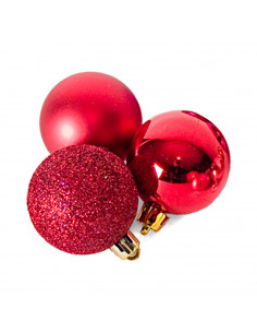 Tradineur - Pack de 12 Bolas de Navidad Modelos surtidos - Fabricado en Plástico - Cordón Dorado - Decoración de Navidad - Ø 6 c 2