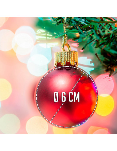 Tradineur - Pack de 12 Bolas de Navidad Modelos surtidos - Fabricado en Plástico - Cordón Dorado - Decoración de Navidad - Ø 6 c