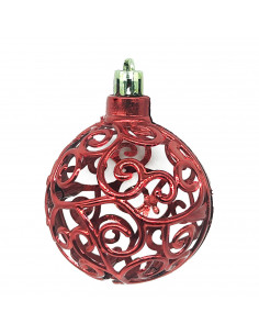 Tradineur - Pack de 16 Bolas de Navidad con diseño de giros - Fabricado en Plástico - Cordón Dorado - Decoración de Navidad - Ø 2