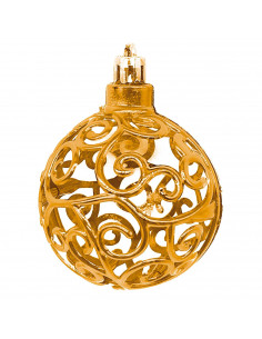 Tradineur - Pack de 16 Bolas de Navidad con diseño de giros - Plástico - Cordón Dorado - Decoración de Navidad - Ø 6 cm - Color 2