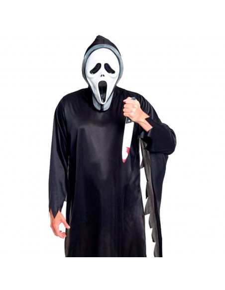 Tradineur - Disfraz de asesino scream para adulto, poliéster, incluye túnica y máscara, villano malvado, atuendo de carnaval, Ha