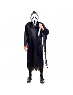 Tradineur - Disfraz de asesino scream para adulto, poliéster, incluye túnica y máscara, villano malvado, atuendo de carnaval, Ha 2