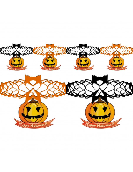 Tradineur - Pack de 2 Guirnaldas de Calabazas para Halloween - Longitud de 2 Metros - Decoración de temporada - Adornos para Hal