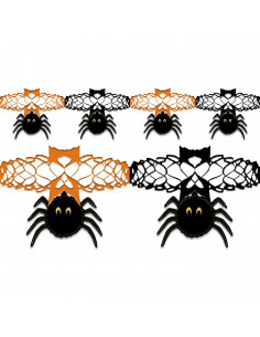 Tradineur - Pack de 2 Guirnaldas de arañas para Halloween - Longitud de 2 Metros - Decoración de temporada - Adornos para Hallow
