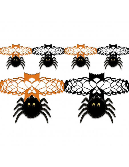 Tradineur - Pack de 2 Guirnaldas de arañas para Halloween - Longitud de 2 Metros - Decoración de temporada - Adornos para Hallow