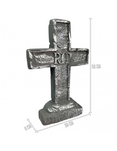 Tradineur - Lápida RIP para Halloween - Fabricada en Foam - Decoración para la temporada de Halloween - 58 x 38 x 9 cm