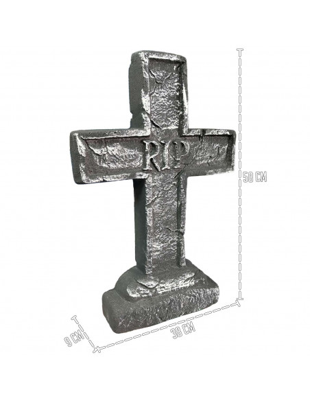 Tradineur - Lápida RIP para Halloween - Fabricada en Foam - Decoración para la temporada de Halloween - 58 x 38 x 9 cm