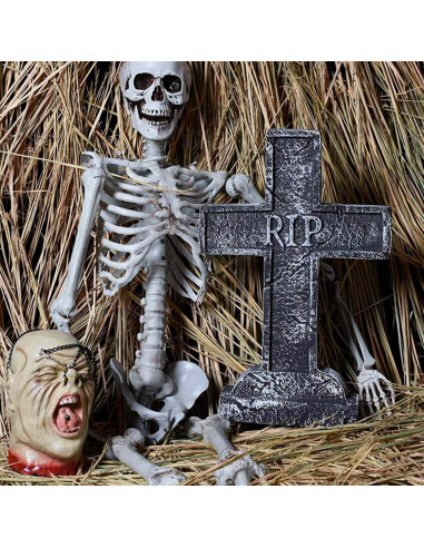 Tradineur - Lápida RIP para Halloween - Fabricada en Foam - Decoración para la temporada de Halloween - 58 x 38 x 9 cm