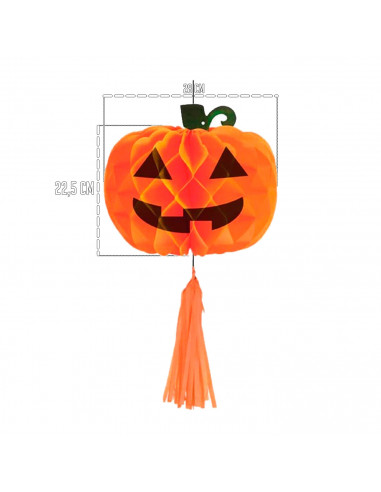 Tradineur - Pack de 2 Calabazas colgantes para Halloween - Fabricado en Papel - Decoración de temporada - Adornos para Halloween