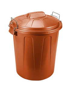 Tradineur - Cubo de basura de plástico, tapa y asas metálicas, contenedor de residuos, papelera, reciclaje, industrial, fabricad