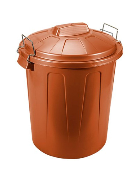 Tradineur - Cubo de basura de plástico, tapa y asas metálicas, contenedor de residuos, papelera, reciclaje, industrial, fabricad