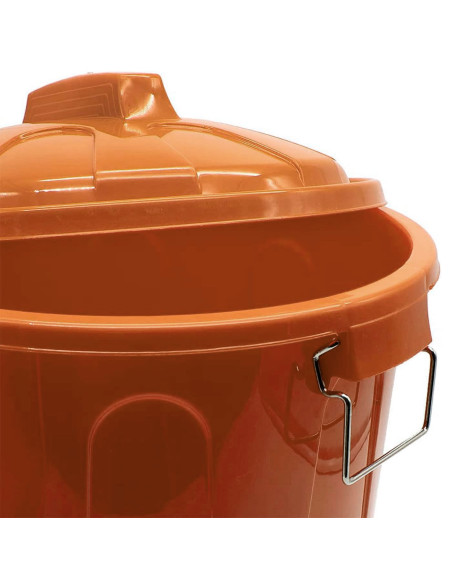 Tradineur - Cubo de basura de plástico, tapa y asas metálicas, contenedor de residuos, papelera, reciclaje, industrial, fabricad