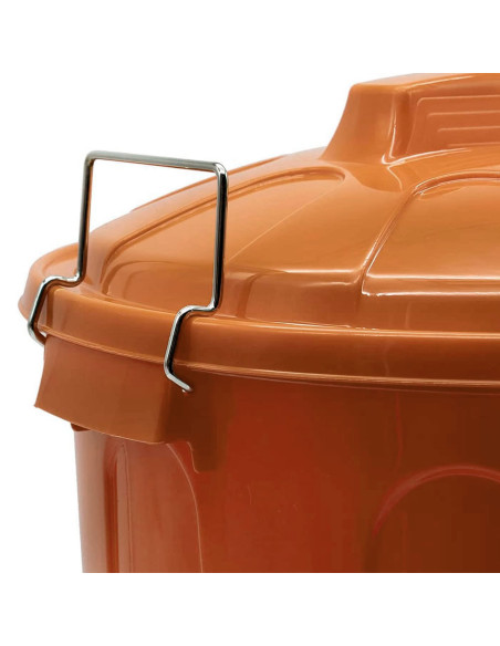 Tradineur - Cubo de basura con tapa y asas metálicas, contenedor de residuos de plástico, papelera, reciclaje, industrial, fabri