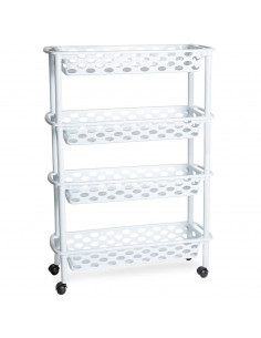 Tradineur - Carrito verdulero de plástico con 4 Niveles y Ruedas - PLFT Aire Slim - Cestas apilables portaobjetos - 84,5 x 58 x