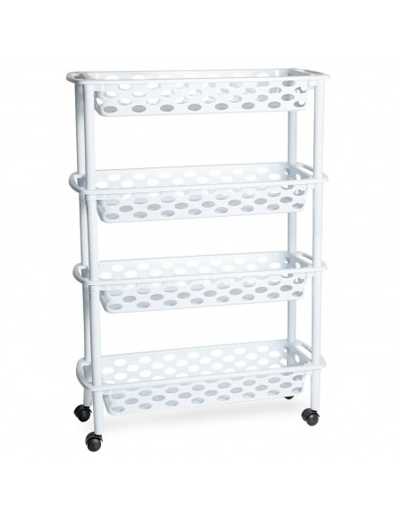 Tradineur - Carrito verdulero de plástico con 4 Niveles y Ruedas - PLFT Aire Slim - Cestas apilables portaobjetos - 84,5 x 58 x