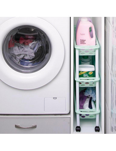 Tradineur - Carrito verdulero de plástico con 4 Niveles y Ruedas - PLFT Aire Slim - Cestas apilables portaobjetos - 84,5 x 58 x