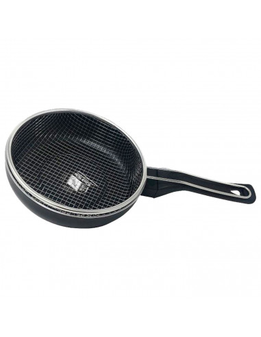 Tradineur - Sartén de inducción antiadherente con Cestillo Freidor - Fabricado en Aluminio - Incluye mango de silicona - Apto pa