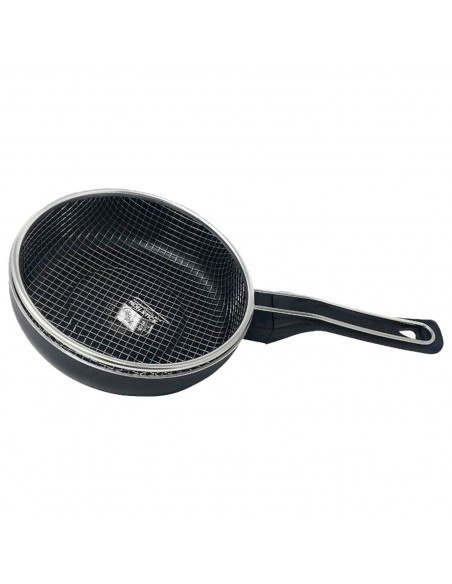Tradineur - Sartén de inducción antiadherente con Cestillo Freidor - Fabricado en Aluminio - Incluye mango de silicona - Apto pa