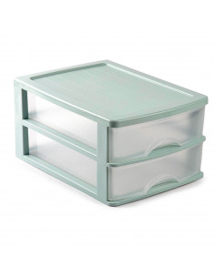 Tradineur - Cajonera de sobremesa - Fabricado en España - 2 Cajones Transparentes - Torre de almacenaje, armario, baño, oficina