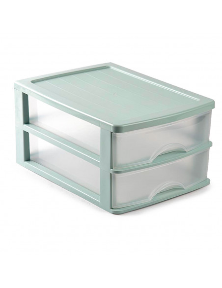 Tradineur - Cajonera de sobremesa - Fabricado en España - 2 Cajones Transparentes - Torre de almacenaje, armario, baño, oficina