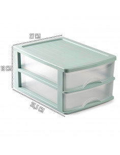 Tradineur - Cajonera de sobremesa - Fabricado en España - 2 Cajones Transparentes - Torre de almacenaje, armario, baño, oficina 2