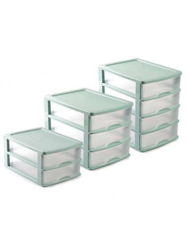 Tradineur - Cajonera de sobremesa - Fabricado en España - 2 Cajones Transparentes - Torre de almacenaje, armario, baño, oficina