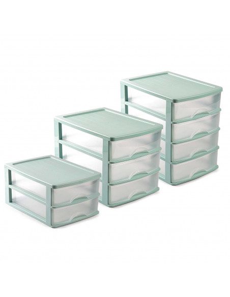 Tradineur - Cajonera de sobremesa - Fabricado en España - 2 Cajones Transparentes - Torre de almacenaje, armario, baño, oficina