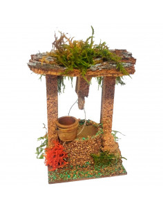 Tradineur - Figura de pozo para belén - Fabricado en Corcho - Adorno divertido para nacimiento, Navidad, decoración tradicional