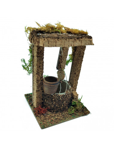 Tradineur - Figura de pozo para belén - Fabricado en Corcho - Adorno divertido para nacimiento, Navidad, decoración tradicional