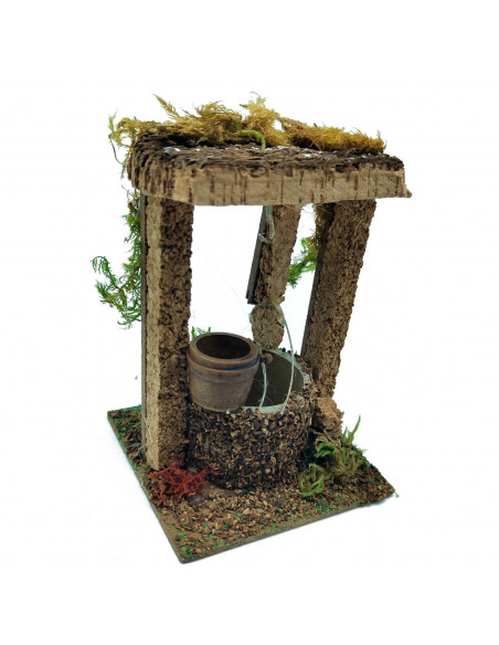 Tradineur - Figura de pozo para belén - Fabricado en Corcho - Adorno divertido para nacimiento, Navidad, decoración tradicional