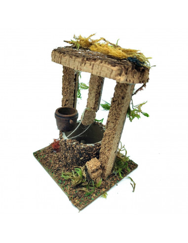 Tradineur - Figura de pozo para belén - Fabricado en Corcho - Adorno divertido para nacimiento, Navidad, decoración tradicional