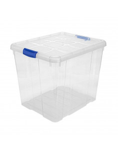 Tradineur - Caja de ordenación de plástico nº 17  transparente, con tapa y asas, capacidad 35 litros, 35.5 x 42,2 x 35 cm, model