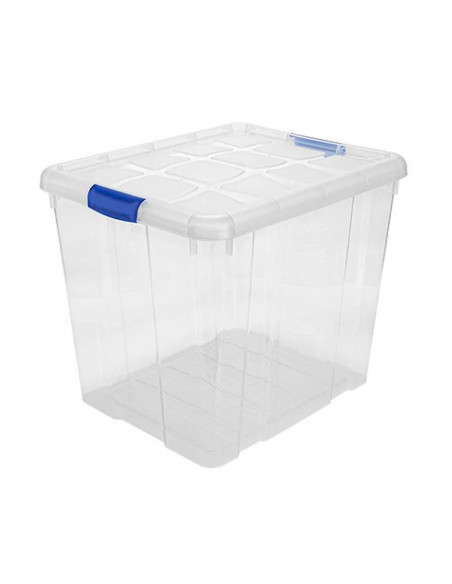 Tradineur - Caja de ordenación de plástico nº 17  transparente, con tapa y asas, capacidad 35 litros, 35.5 x 42,2 x 35 cm, model