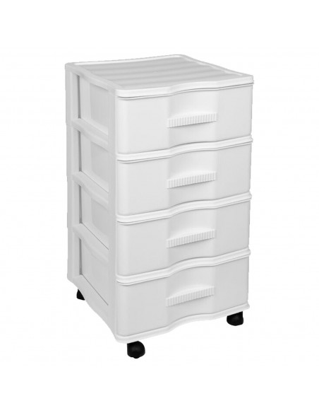 Tradineur - Cajonera de Almacenamiento Wagon - 4 Cajones - Torre de Almacenamiento Multiusos para Oficina, hogar, Escuela, etc -